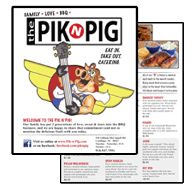 Pik n Pig Menu